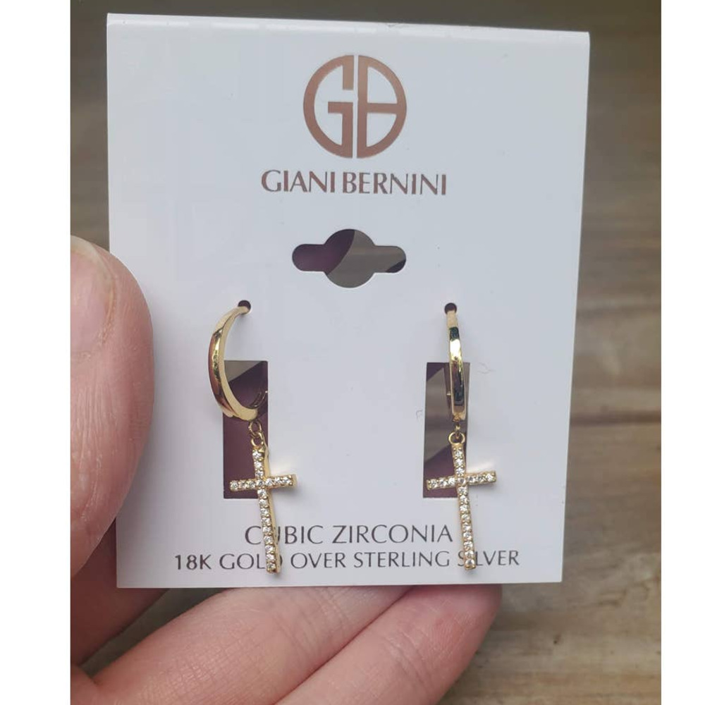 NEW! Giani Bernini Cubic Zirconia Cross Drop Earrings